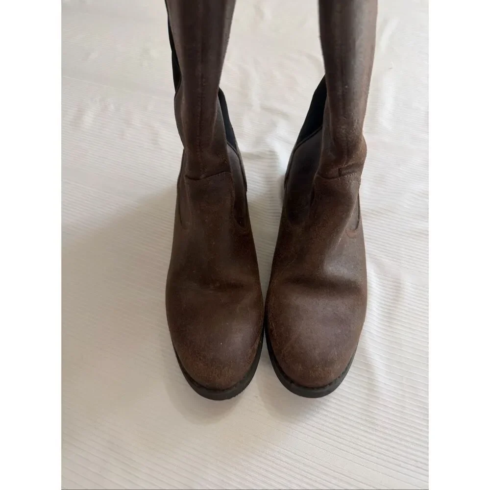 Lacoste Rosemont Tall Brown Leather Riding Boots Size 8